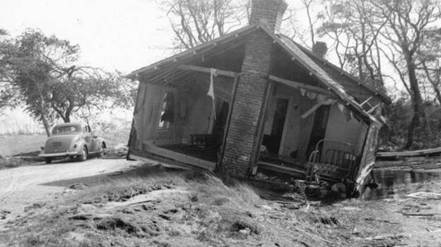 This house on Dune Road was washed inland,