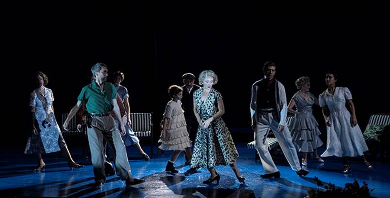 The company of Lincoln Center Theater's FLYING OVER SUNSET. Credit to Joan Marcus