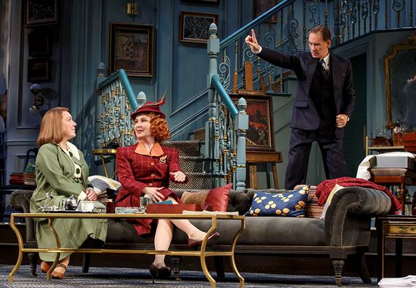 From left, Kristine Nielsen, Kate Burton and Kevin Kline in <em>Present Laughter</em>