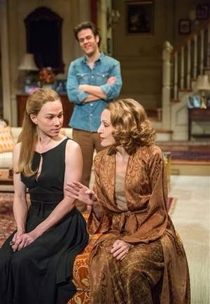 This image released by Lincoln Center Theater shows, from left, Kristen Bush, Michael Simpson and Jan Maxwell in a scene from "The City of Conversation," a new play by Anthony Giardina currently performing off-Broadway at the Mitzi E. Newhouse Theater in New York.