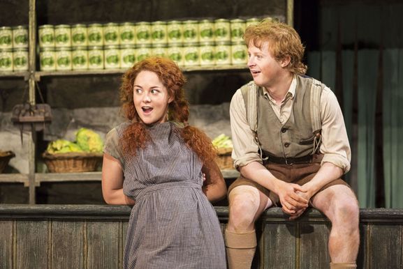 Sarah Greene and Conor MacNeill in 'The Cripple of Inishmaan' starring Daniel Radcliffe on Broadway at the Cort Theatre.