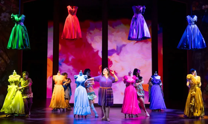 A group of women in dresses
Description automatically generated