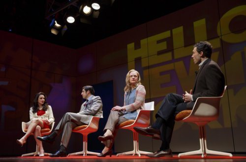 Tracee Chimo, Jason Biggs, Elisabeth Moss and Bryce Pinkham in a scene from “The Heidi Chronicles” (Photo credit: Joan Marcus)