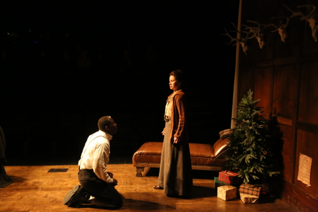 John Douglas Thompson plays the Captain and Maggie Lacey plays Laura in August Strindberg's The Father, directed by Arin Arbus, at Theatre for a New Audience's Polonsky Shakespeare Center.