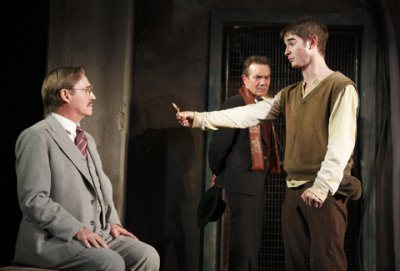 Richard Thomas, Derek Smith and Jonathan Gordon in a scene from “Incident at Vichy” (Photo credit: Joan Marcus)